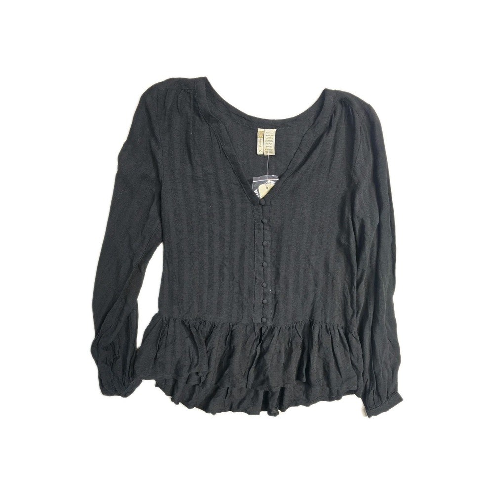 Japna XS Blouse Women's Black Viscose Button Up New
